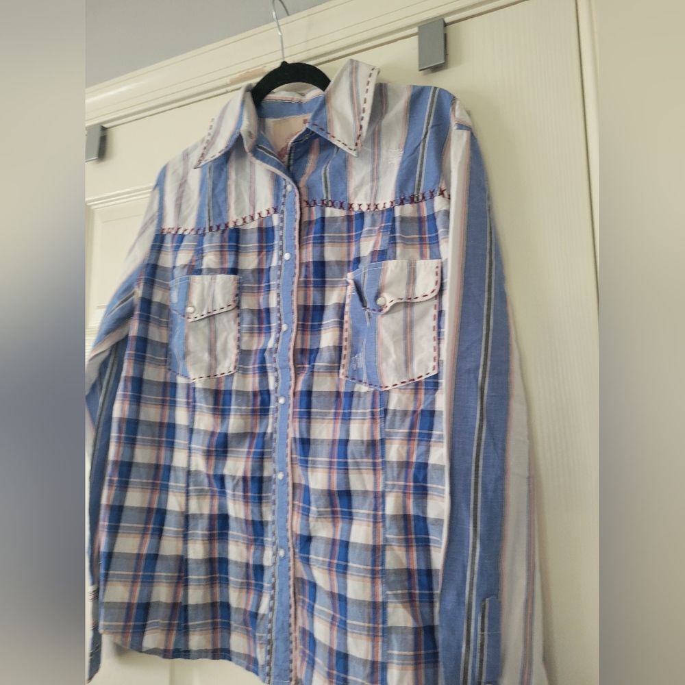 Vintage Rebel Brand Womens Ranch Wear Western Shirt Embroidered Plaid Snapdown
